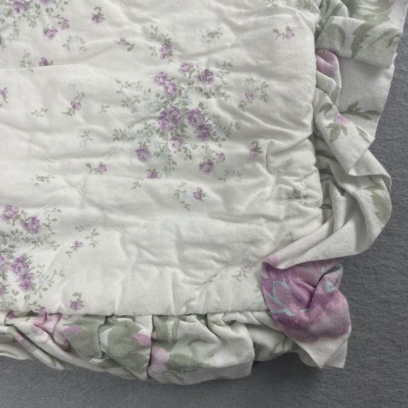 Simply Shabby Chic Quilted Pillowsham Lavender Floral Ruffle Cottagecore - Picture 3 of 10